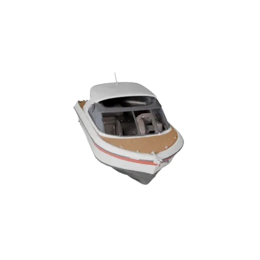 3D-модель скоростного катера, вид в игровом окне в три четверти, готовый для Unreal Engine актив транспортного средства с фор