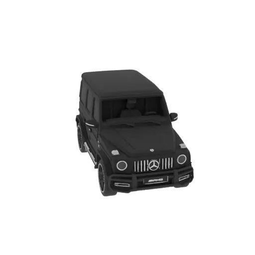 3D рендер матового черного Mercedes-Benz G-Class SUV, вид с немного приподнятого передне-правого угла.