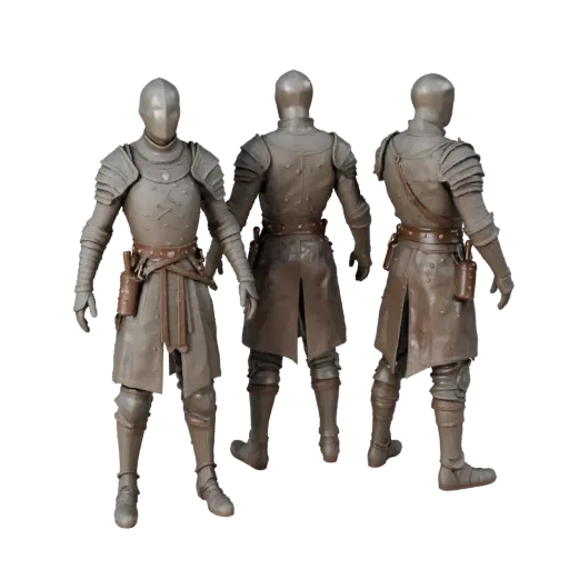 3D персонаж Средневековый Воин, вид из вьюпорта движка, готовый к Unreal Engine ассет с позой стоя и PBR