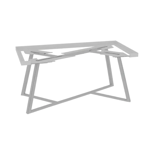 3D рендер современной геометрической рамы для стола с угловатыми металлическими ножками и минималистичной открытой конструкци