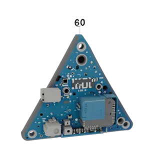 3D модель треугольного корпуса для электроники с разъемом Type-C, отверстиями для кнопок и динамика