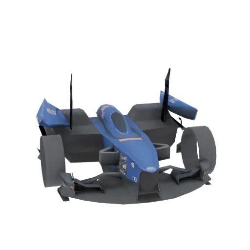 3D модель сине-серого гоночного болида Формулы-1 с детализированными аэродинамическими элементами