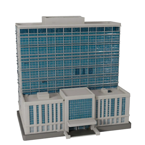 Prédio Sede de Banco Imprimível STL Modelo 3D - Asset de Escala