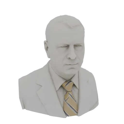 3D рендер бюста мужчины в пиджаке и галстуке.