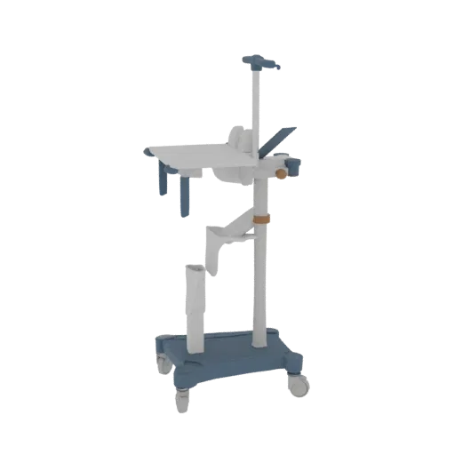 Медицинский штатив IV Готовая для обучения 3D-модель, трехчетвертной рендер для тренировок, показывающий окрашенный металл, к