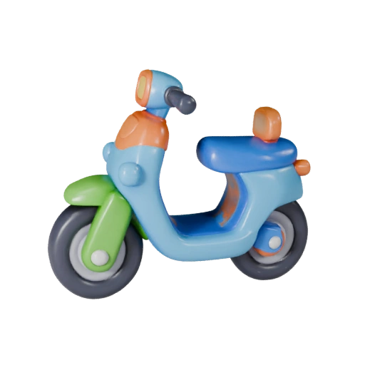 Мультяшный самокат 3D модель для стилизованных игр, PBR ресурс