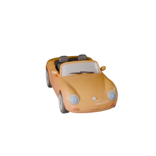 Мультяшный кабриолет 3D модель для стилизованных игр, PBR-ресурс