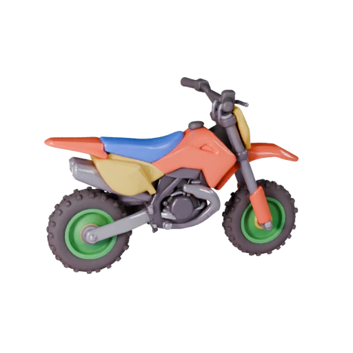 Мультяшный мотоцикл для бездорожья 3D модель для стилизованных игр, PBR ресурс