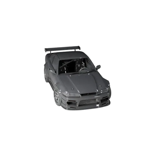 3D модель Drift Car, вид в три четверти в студии, готовый к работе в Blender автомобильный актив с линиями кузова, остекление
