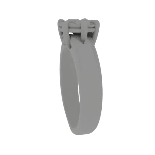 3D-модель обручального кольца с бриллиантом, трехчетвертной студийный рендер, оправа с бриллиантом.