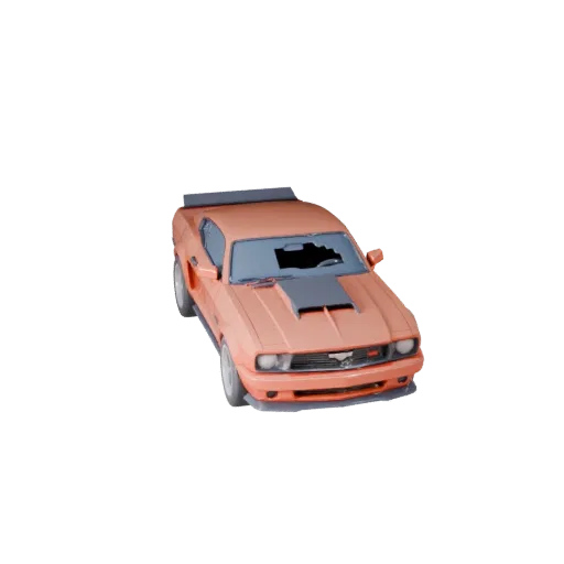 3D-модель мускул-кара в стиле мультфильма, вдохновленного Mustang, вид в три четверти в студии, стилизованный игровой объект