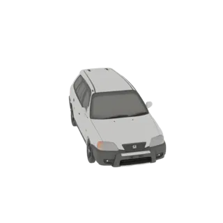 3D модель белого внедорожника Honda CR-V первого поколения, вид с немного приподнятого переднего угла на белом фоне.