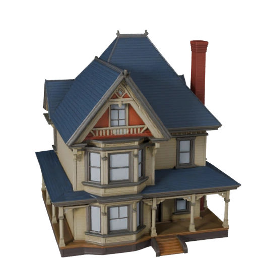 Стилизованный викторианский дом 3D модель - Игровой ресурс для архитектуры