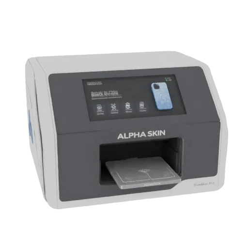 3D-модель Alpha Skin PrintBlock Pro, компактного принтера с сенсорным экраном и выдвижным лотком.