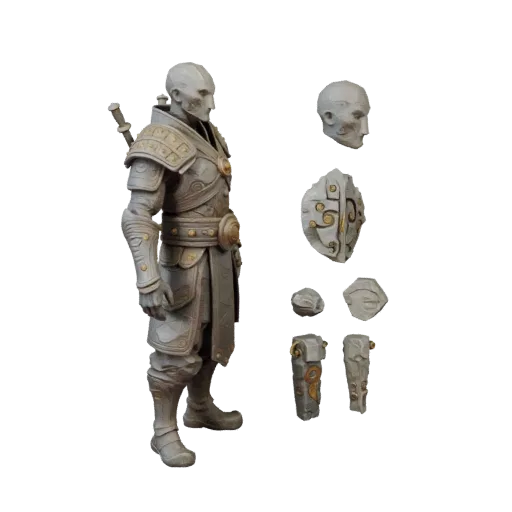 3D персонаж "Научно-фантастический Мистический монах", вид в окне движка, готовый для Unreal Engine ассет в стоячей позе с PB