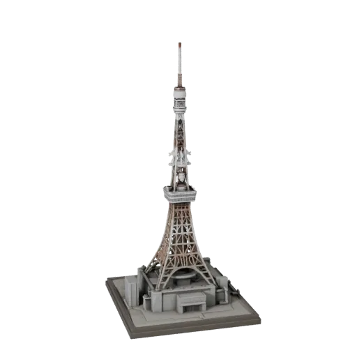 3D модель Токийской башни, готовая для Blender, вид рендера студии Blender, показывающий материалы структуры достопримечатель