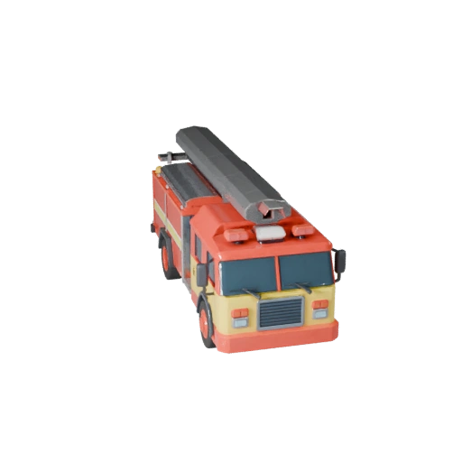 Мультяшная пожарная машина 3D модель для стилизованных игр, PBR-ресурс