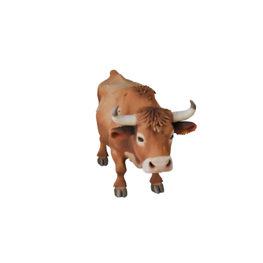 3D модель коровы, вид сбоку в игровом ракурсе, готовый к использованию в Unity ассет животного с объемом груди, проработкой к