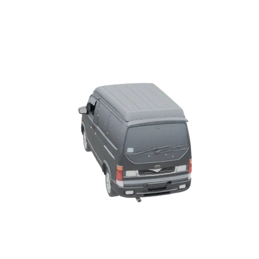 Вид сзади-три четверти 3D модели темно-серого фургона Mazda Bongo Friendee 1995 года.