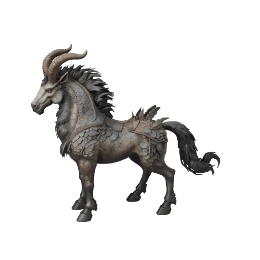 Реалистичная 3D модель кентавра, рендер дикой природы сбоку, готовый к анимации животный ассет с рогами, гребнями, многослойн