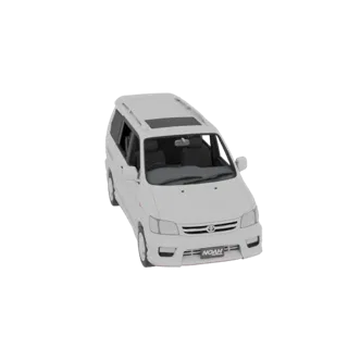 3D модель белого минивэна Toyota Noah, вид с немного приподнятого передне-правого угла, демонстрирующий детали экстерьера.