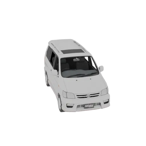 3D модель белого минивэна Toyota Noah, вид с немного приподнятого передне-правого угла, демонстрирующий детали экстерьера.