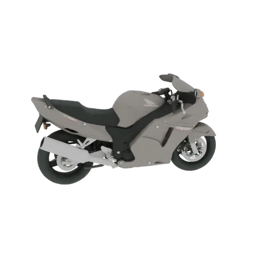 Вид сбоку серой 3D модели мотоцикла Honda CBR 600F Sport на черном фоне.