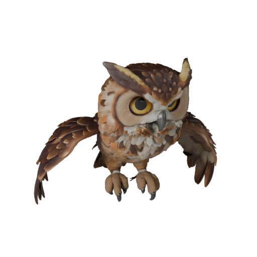 Мультяшный филин 3D модель - Стилизованный ассет для анимации