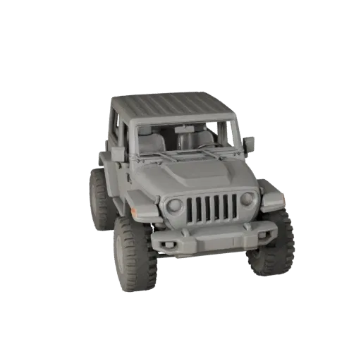 Печатная модель внедорожника STL в стиле Jeep, изометрический вид, готовый к печати автомобиль с вертикальными пропорциями вн
