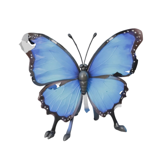 نموذج فراشة مورفو الزرقاء كرتوني ثلاثي الأبعاد - هيكل خارجي منمق منخفض المضلع