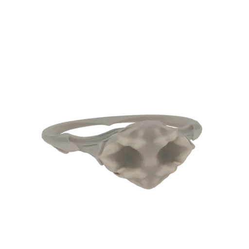 3D-модель абстрактного органического кольца со скульптурным, плавным ободком и центральной кристаллоподобной формой, представ