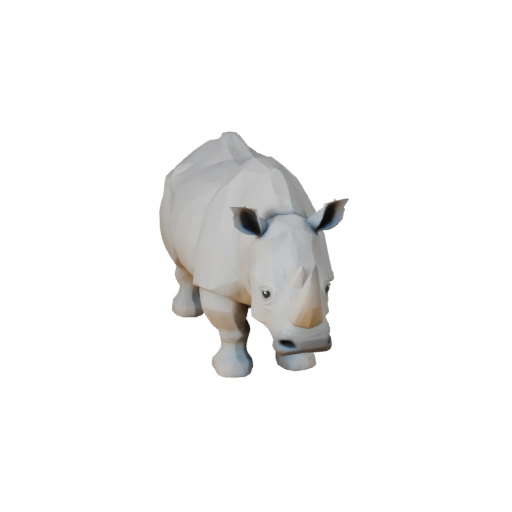 Низкополигональный 3D модель белого носорога - Игровой ассет Unity с FBX | PBR