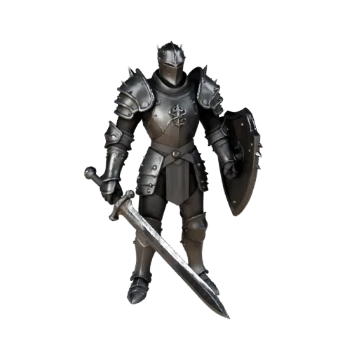 3D персонаж Стимпанк Паладин, вид в окне движка, готовый к Unreal Engine ассет в статичной позе; меч, щит, латная броня и PBR
