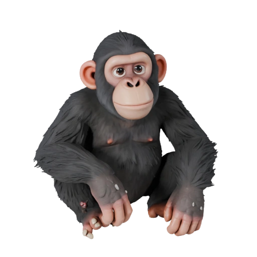 Мультяшный шимпанзе 3D модель - Стилизованный ассет для анимации