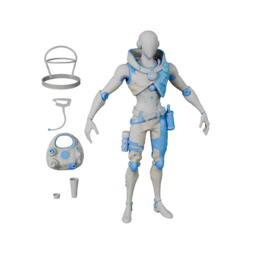 Киберпанк Мистический NPC Продавец Персонаж Модель - с Ригом