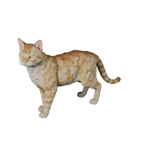 Низкополигональная 3D-модель сервала, вид сбоку в игровом ракурсе, низкополигональный ассет животного с сужением челюсти, лоп