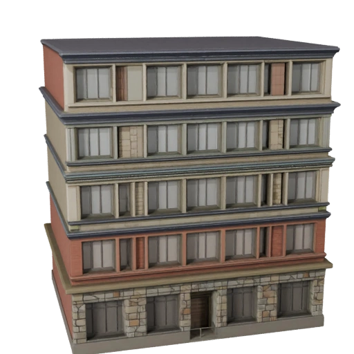Стилизованный каменный фасад 3D модель - Игровой ресурс для архитектуры