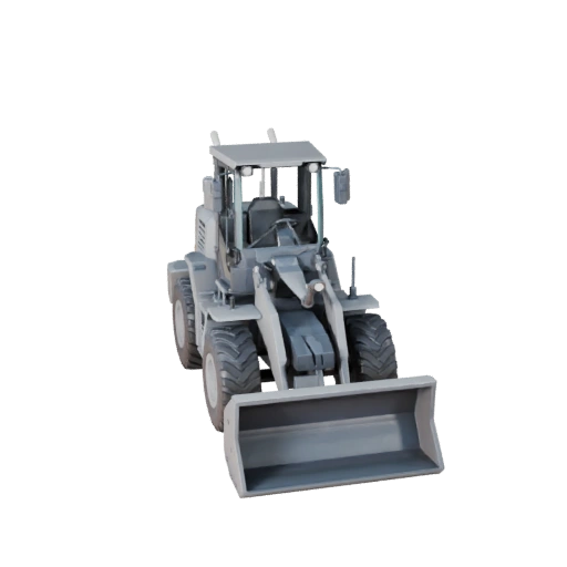 Низкополигональный фронтальный погрузчик 3D модель для игр Unity и Unreal