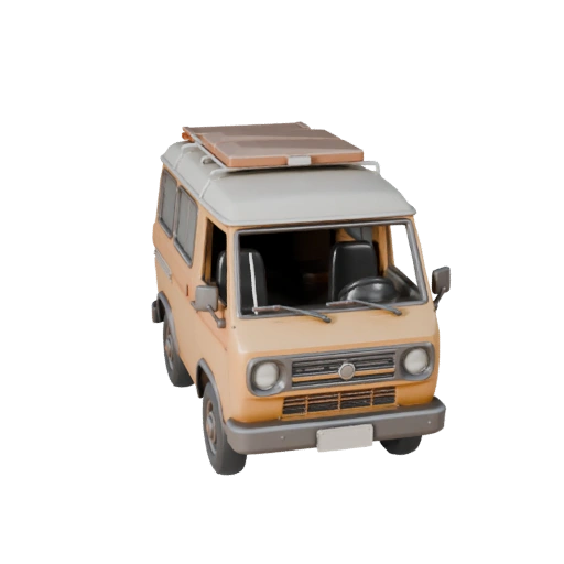 Готовый к игре ретро фургон 3D модель для использования в реальном времени PBR актив (Legacy)