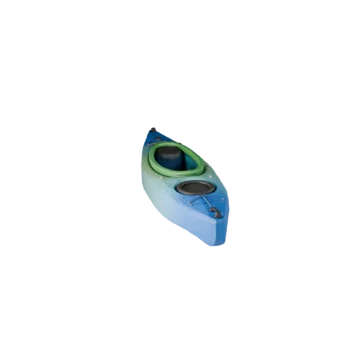 Низкополигональная 3D-модель каяка, вид из игрового окна в три четверти, низкополигональный объект транспорта с формой корпус