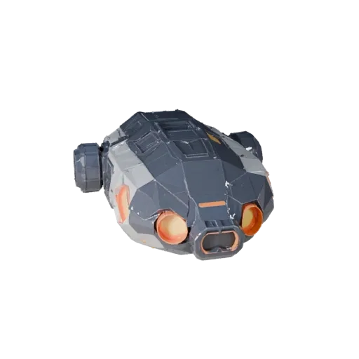 Низкополигональная 3D-модель кабины экипажа, вид из игрового окна в три четверти, низкополигональный актив транспортного сред