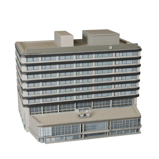 Modèle 3D de Centre d'Affaires Stylisé - Asset de Jeu pour l'Architecture