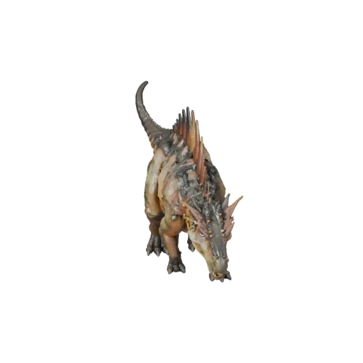 3D модель Теризинозавра, вид сбоку в рендере дикой природы, готовый к работе в Blender ассет животного с костными пластинами