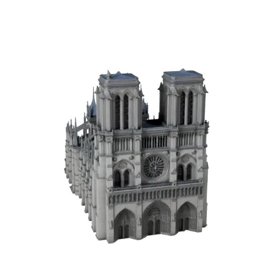 3D модель Собора Парижской Богоматери, готовая к использованию в Blender, вид рендера студии Blender, показывающий материалы
