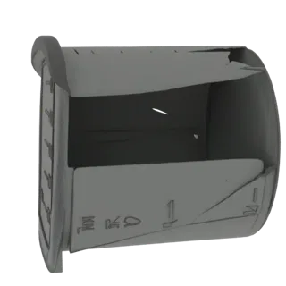 3D модель древнеегипетского канопического сосуда с детализированными иероглифами, представленная в нейтральном сером рендере.