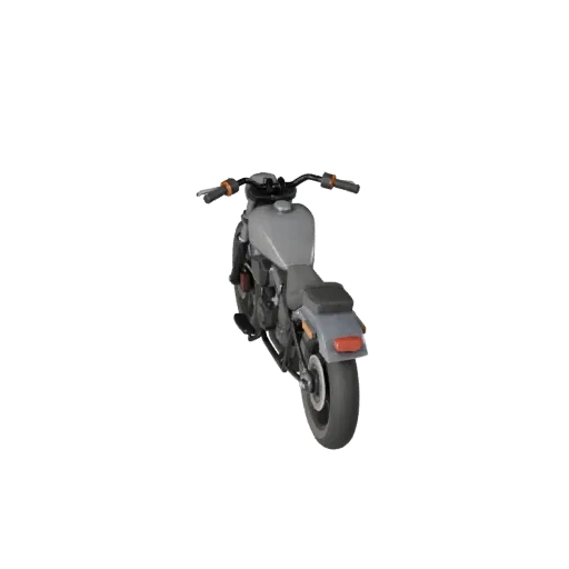 Низкополигональная 3D-модель винтажного мотоцикла Cruiser, вид в игровом окне в три четверти, низкополигональный актив трансп