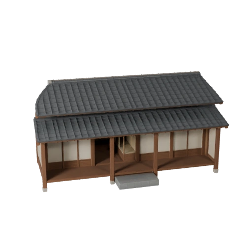 Стилизованный японский дом 3D модель - Игровой ресурс для архитектуры