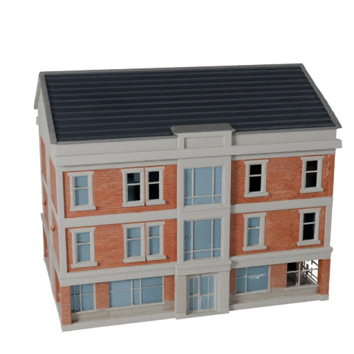 Low Poly Vorstädtisches Haus 3D-Modell für Echtzeit-Spiel-Asset