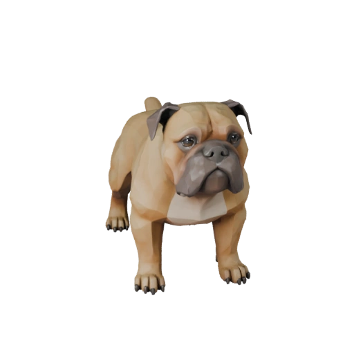 Низкополигональная 3D модель бульдога - Игровой ассет для Unity с FBX | PBR