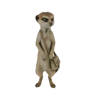 3D модель суслика, стоящего вертикально, с сумкой через грудь, с любопытным выражением.
